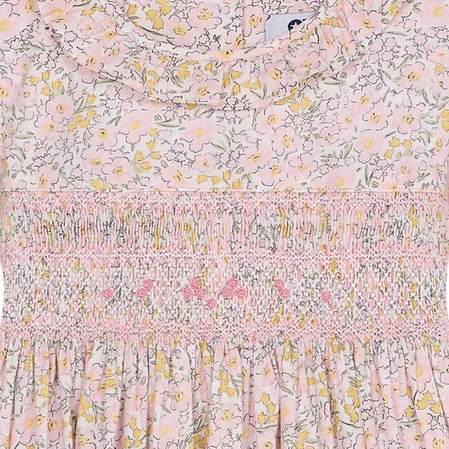 Smocked Girls Dress, Amethyst, Pink Floral - Dresses - 6