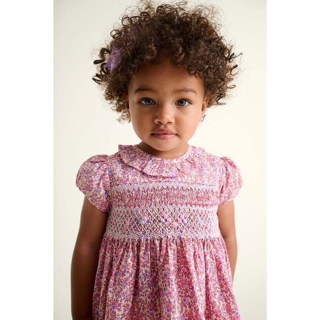 Smocked Baby Dress Lavender, Pink Floral - Dresses - 4