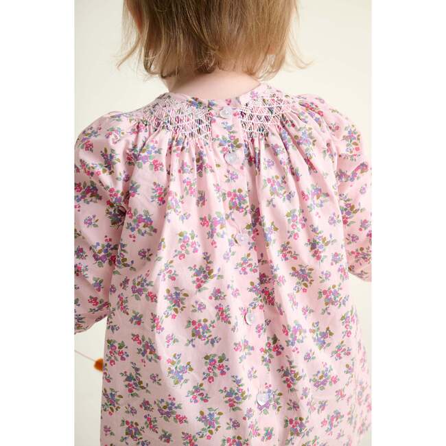 Smocked Baby Dress Indgrid, Pink Floral - Dresses - 3