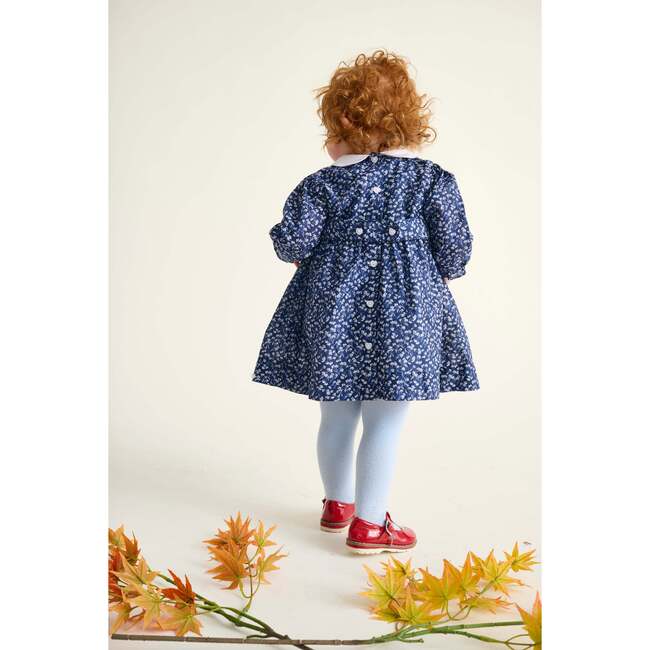 Smocked Baby Dress Alora, Navy Floral - Dresses - 3