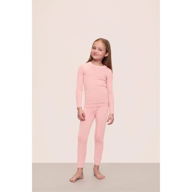 Kids TENCEL™ Modal Unisex Long PJ Set, SILVER PINK/IVORY