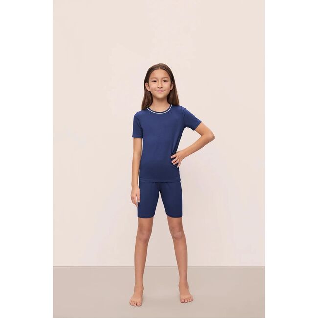 Kids TENCEL™ Modal Unisex Short PJ Set, NAVY/IVORY