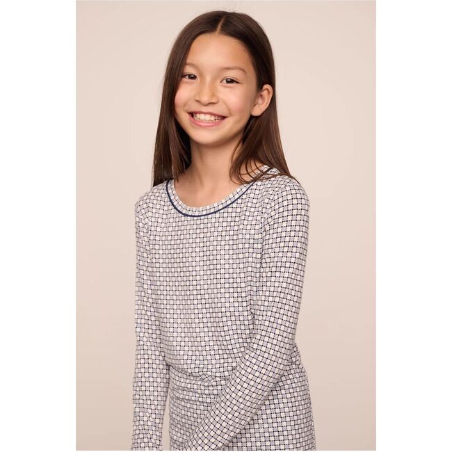 Kids Printed TENCEL™ Modal Unisex Long PJ Set, GEO SPHERE GRAY DAWN/NAVY - Pajamas - 2