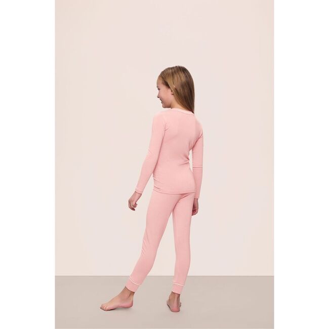 Kids TENCEL™ Modal Unisex Long PJ Set, SILVER PINK/IVORY - Pajamas - 2