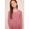 Kids TENCEL™ Modal Unisex Long PJ Set, BERRY BLUSH/IVORY - Pajamas - 2