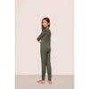 Kids TENCEL™ Modal Unisex Long PJ Set, SMOKEY OLIVE/IVORY - Pajamas - 3