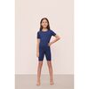 Kids TENCEL™ Modal Unisex Short PJ Set, NAVY/IVORY - Pajamas - 5