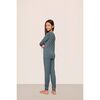 Kids TENCEL™ Modal Unisex Long PJ Set, STONE BLUE/IVORY - Pajamas - 3