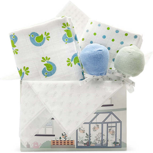 Swaddles and Socks New Baby Gift Set, Blue