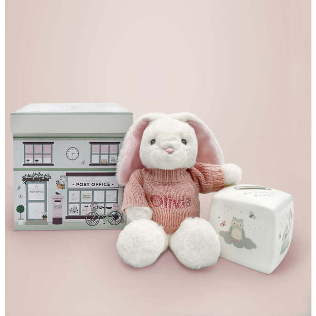Personalized Pink Bunny and Little Love Money Box