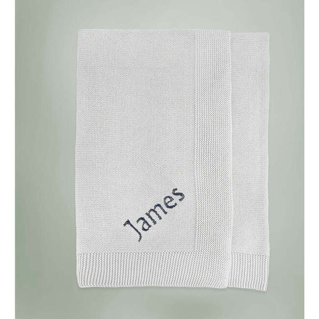 Personalized Knitted Baby Blanket, Grey