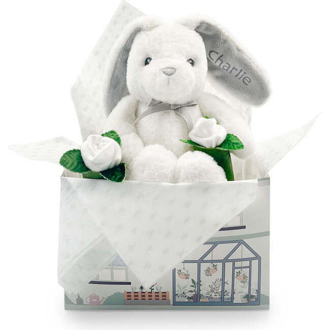 Personalized Bunny and Buds New Baby Gift Set, Grey