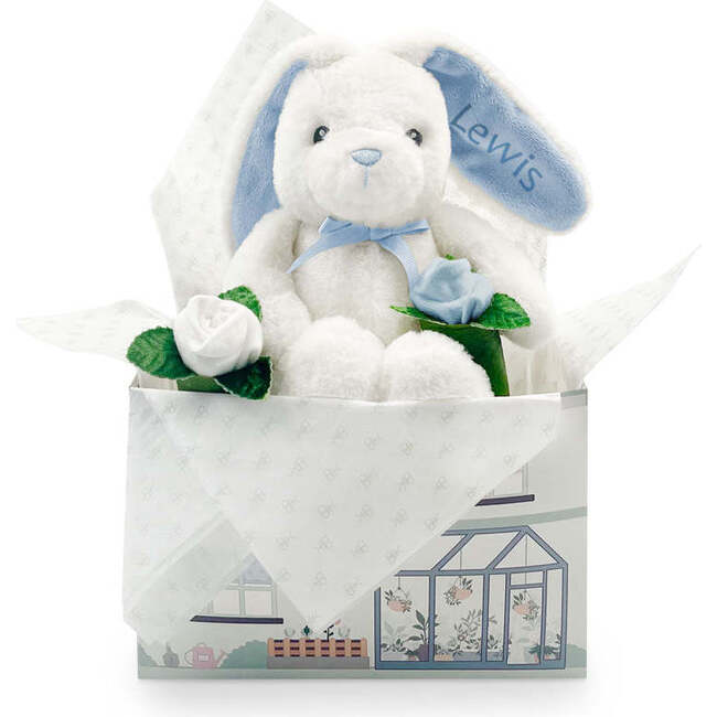 Personalized Bunny and Buds New Baby Gift Set, Blue
