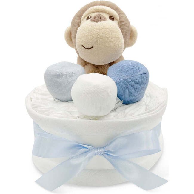 Morris Monkey Diaper Cake, Blue