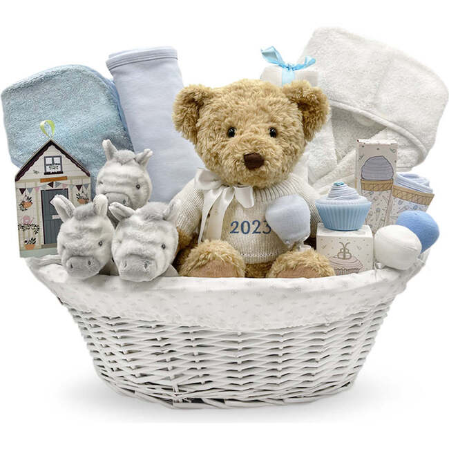 My First Year Zebra Hamper, Blue - Mixed Apparel Set - 1