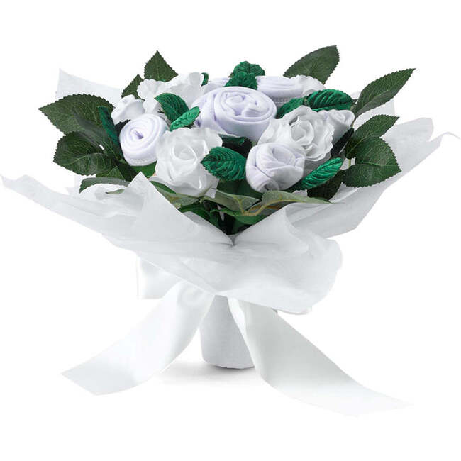 Hand Tied Baby Clothes Bouquet, White