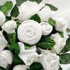 Hand Tied Baby Clothes Bouquet With Personalized Snuggle Wrap, White - Mixed Apparel Set - 3