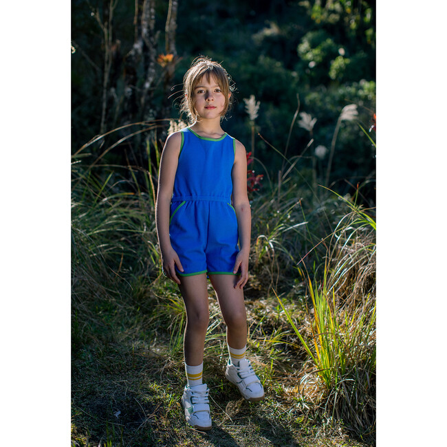 Cotton Waffle Azul Rey, Retro Jumper - Rompers - 3