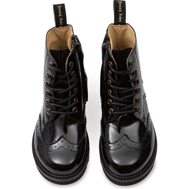 Sidney Brogue Boot, Black Patent - Booties - 3