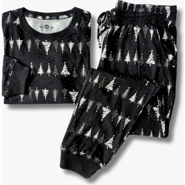 Women's Jogger Pajama Set, Black Tree