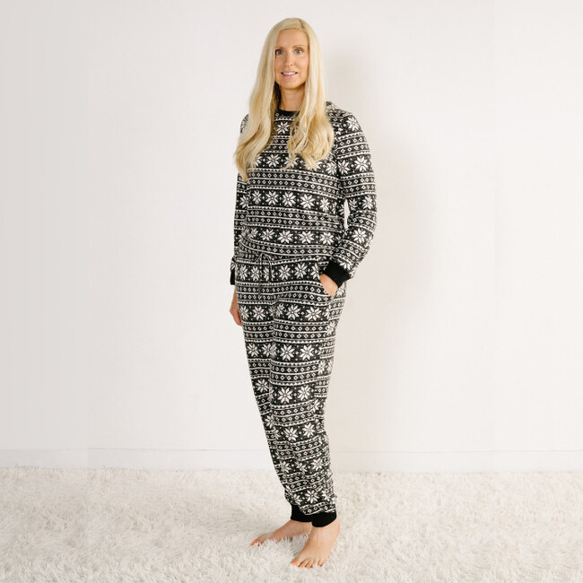 Women's Jogger Pajama Set, Black Marl - Pajamas - 2