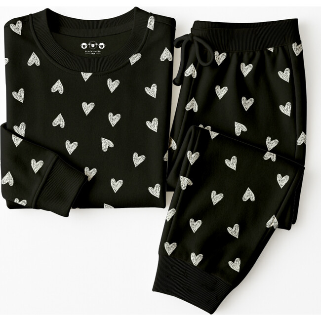 Women's Jogger Pajama Set, Black Heart
