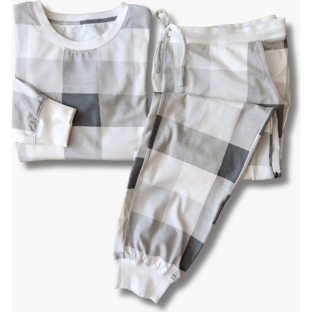 Men's Jogger Pajama Set, Gray Plaid
