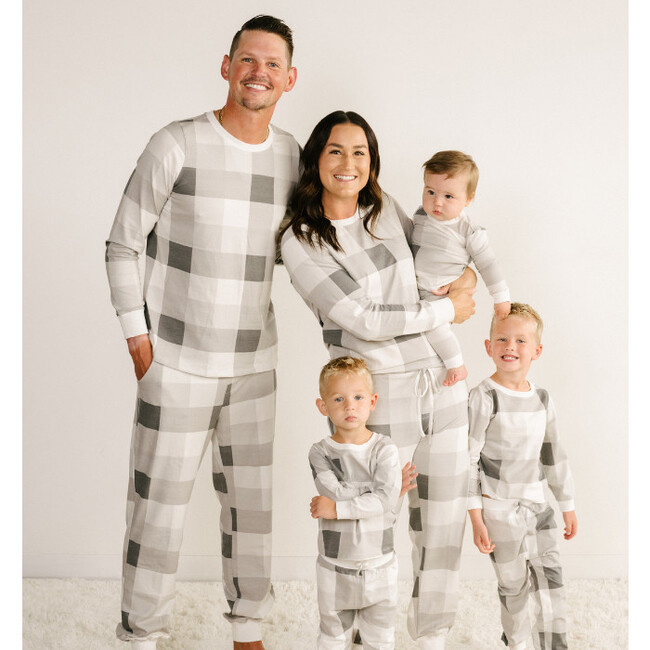 Men's Jogger Pajama Set, Gray Plaid - Pajamas - 3