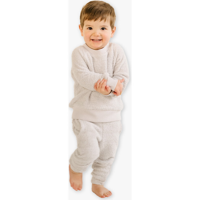 Kids' Unisex Jogger Pajama Set, Gray Feather Plush