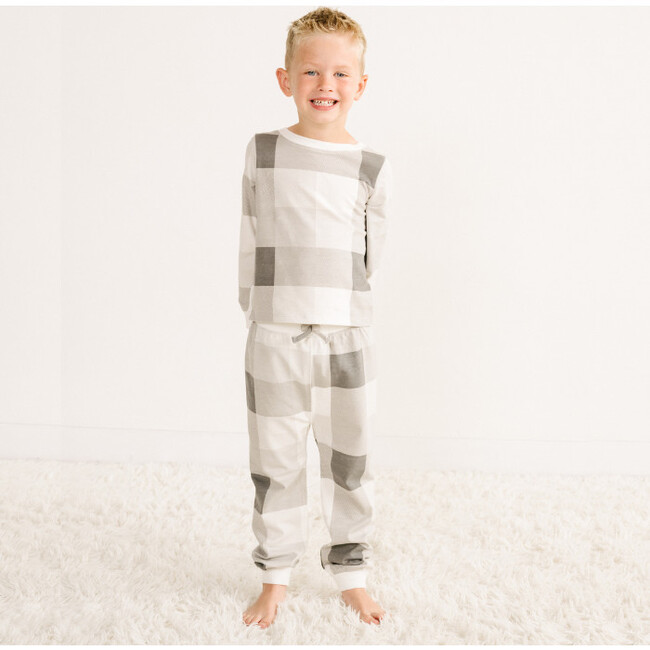 Kids' Unisex Jogger Pajama Set, Gray Plaid - Pajamas - 2