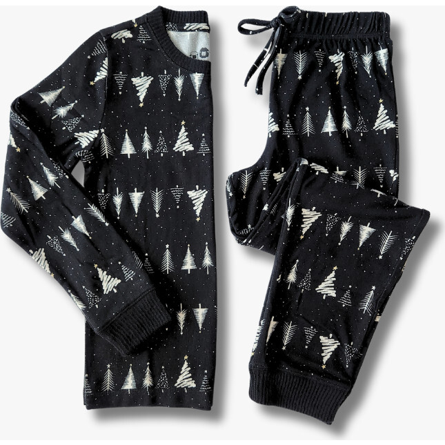 Kids' Unisex Jogger Pajama Set, Black Tree