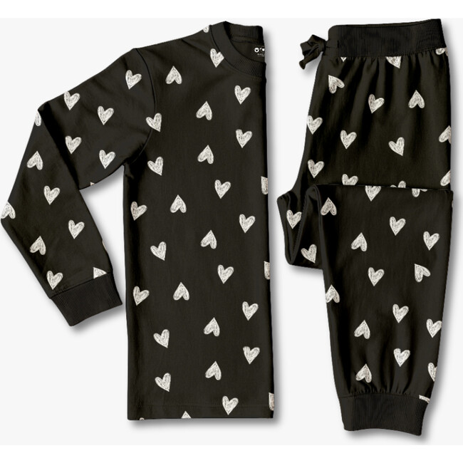 Kids' Unisex Jogger Pajama Set, Black Heart