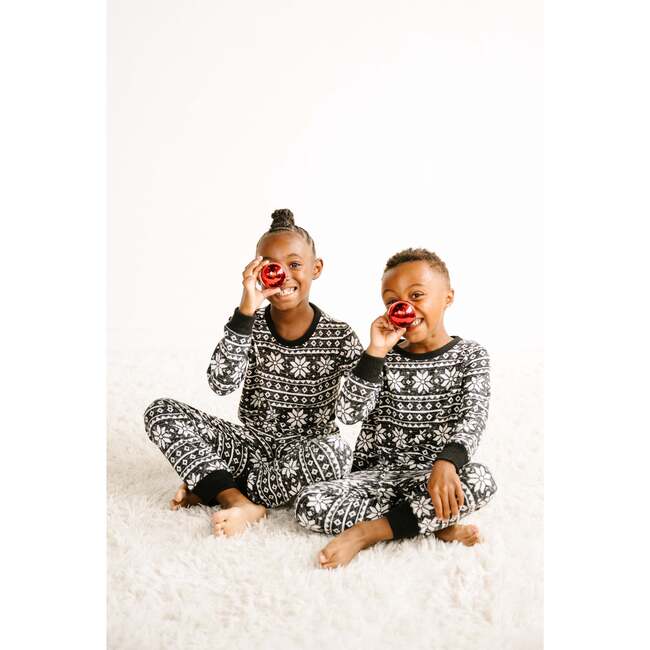 Kids' Unisex Jogger Pajama Set, Black Marl - Pajamas - 4