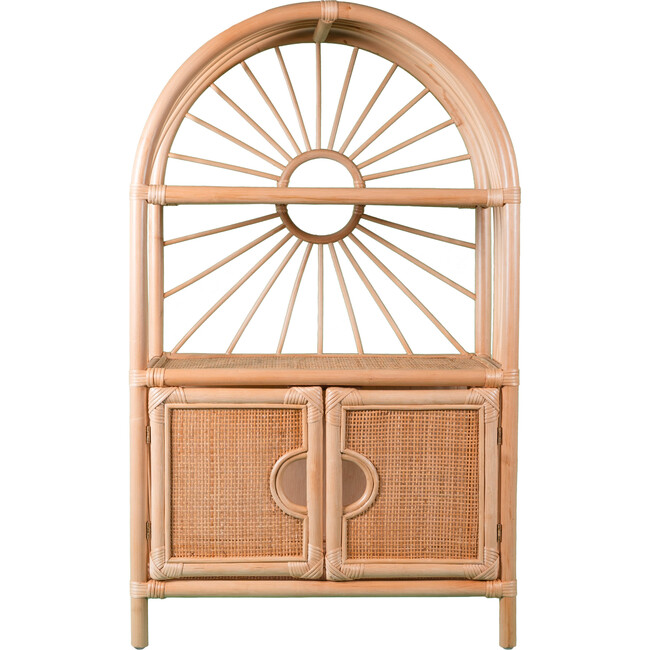 Sunshine Arch Handcrafted Rattan Cabinet Shelf, Natural - Bookcases - 1