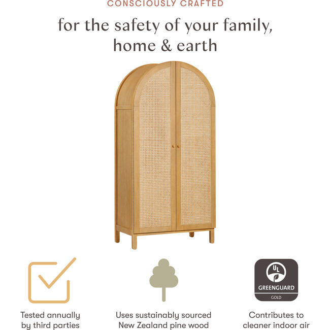 Bondi Cane Assembled Armoire in Honey - Storage - 9
