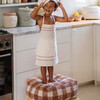 Vichy Plush Tablecloth-Inspired Pouf, Toffee - Ottomans - 2