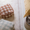 Vichy Plush Tablecloth-Inspired Pouf, Toffee - Ottomans - 6