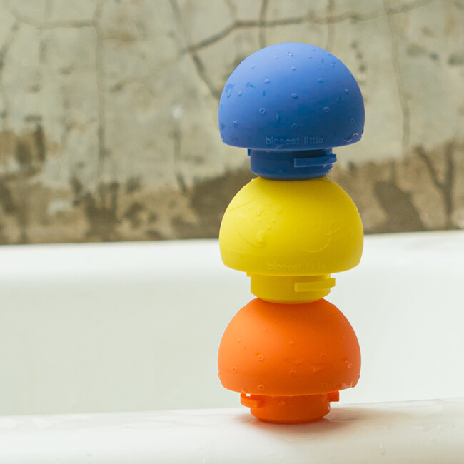 All-in-One Baby Ball Set of 2 for Sensory Bath & Play, Yellow/Navy - Developmental Toys - 3