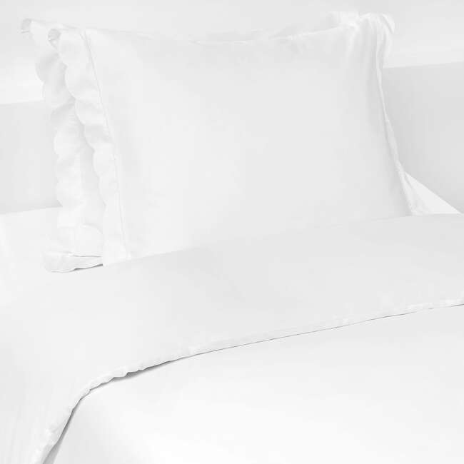 Scalloped Starlight, Twin Duvet Set, White