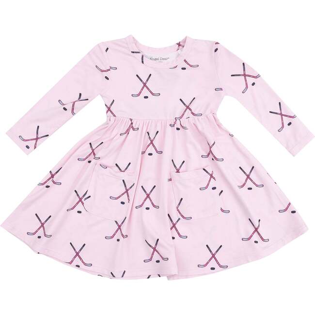 Twirly Long Sleeve Dress Hockey, Pink