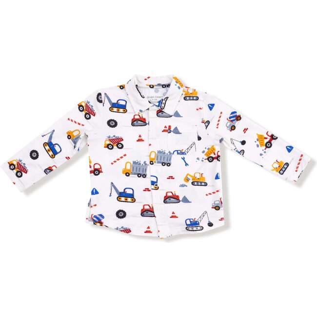 Long Sleeve Polo with Full Front Placket Crayon Construction