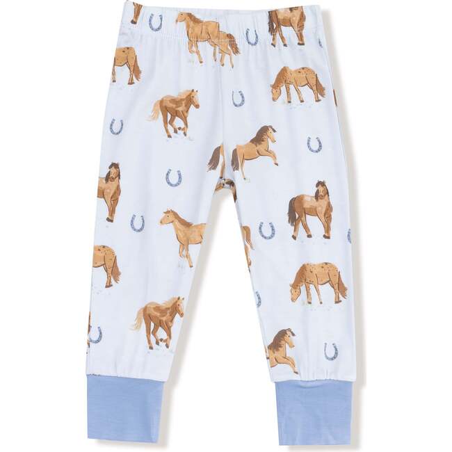 Long Sleeve Loungewear Set Horses, Blue - Mixed Apparel Set - 3