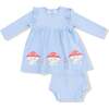 Mushroom House Long Sleeve Dress with Diaper Cover Bebe Blue Dot - Dresses - 1 - thumbnail