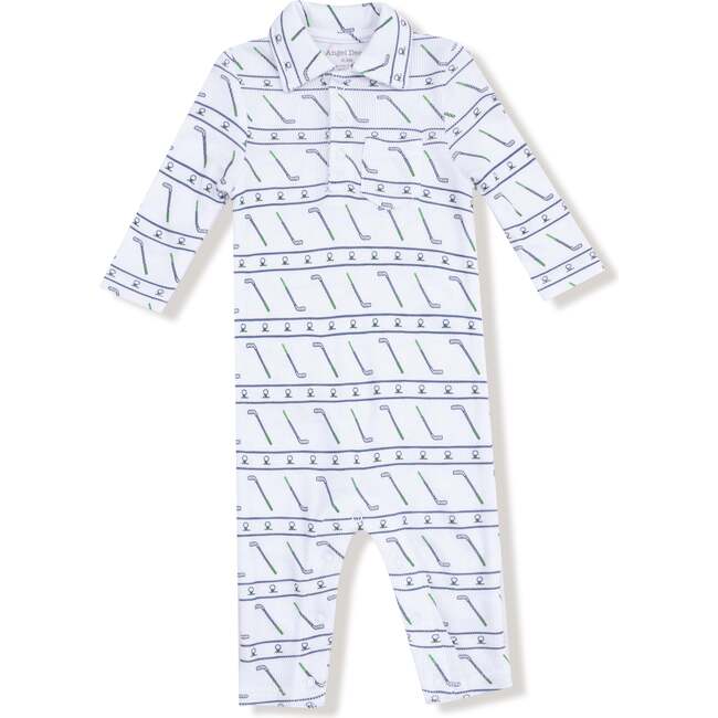 Polo Romper, Blue Golf