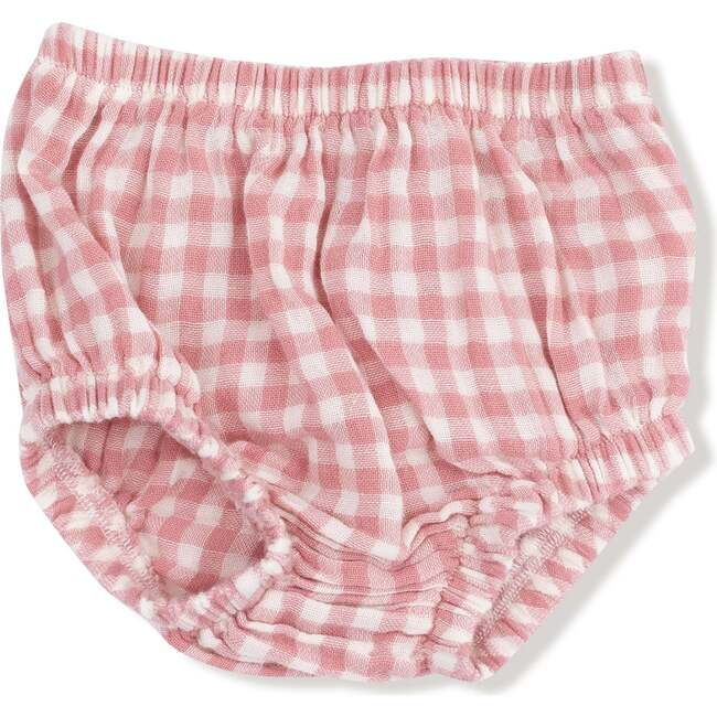 Long Sleeve Ruffle Smocked Neck Dress + Diaper Cover Rose Pink Plaid - Dresses - 3