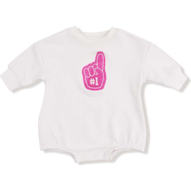 Sweatshirt Bubble with # 1 Patch, White