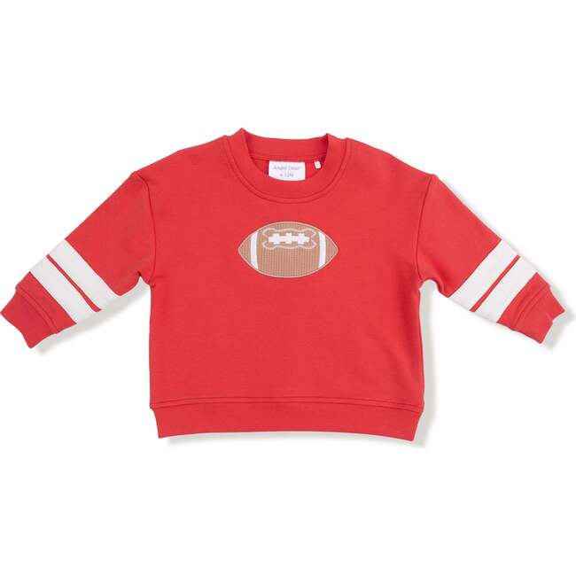 Cozy Drop Sleeve Sweatshirt with Varsity Stripes, Red