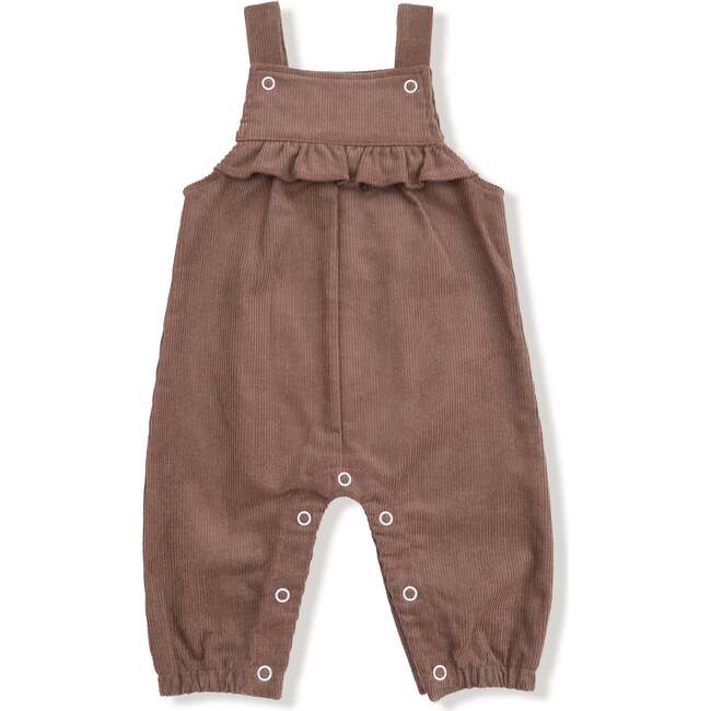 Yoke Ruffle Overall Corduroy, Chocolate Malt