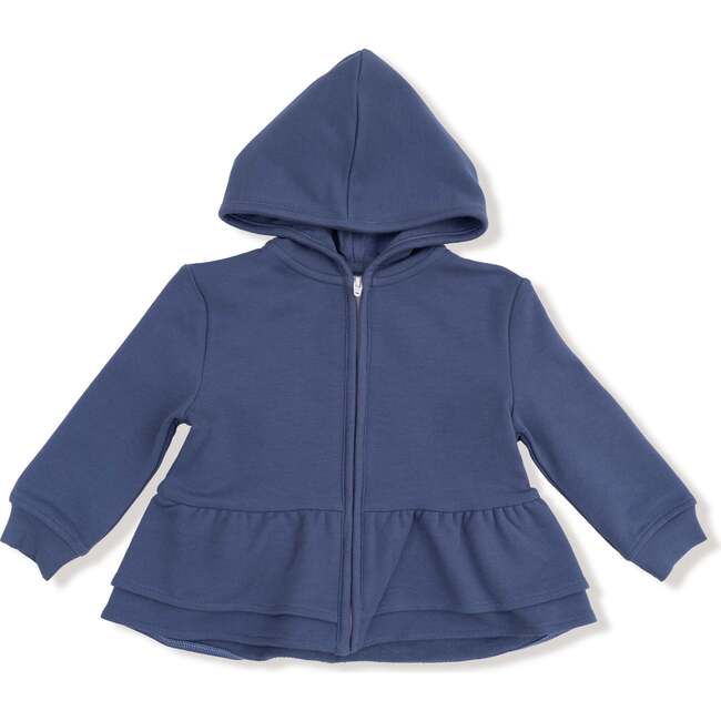 Zip Peplum Hoodie, Navy
