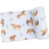 Swaddle Blanket Horses, Blue - Swaddles - 1 - thumbnail